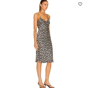 Nili Lotan Black and White Floral Midi Dress